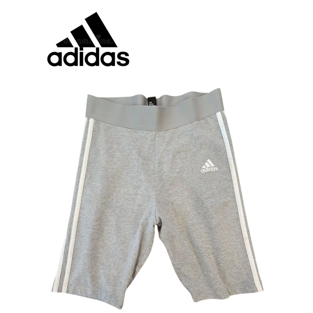 Adidas Women's Medium Multisport Shorts Tights White Heather Gray 3 Stripes
